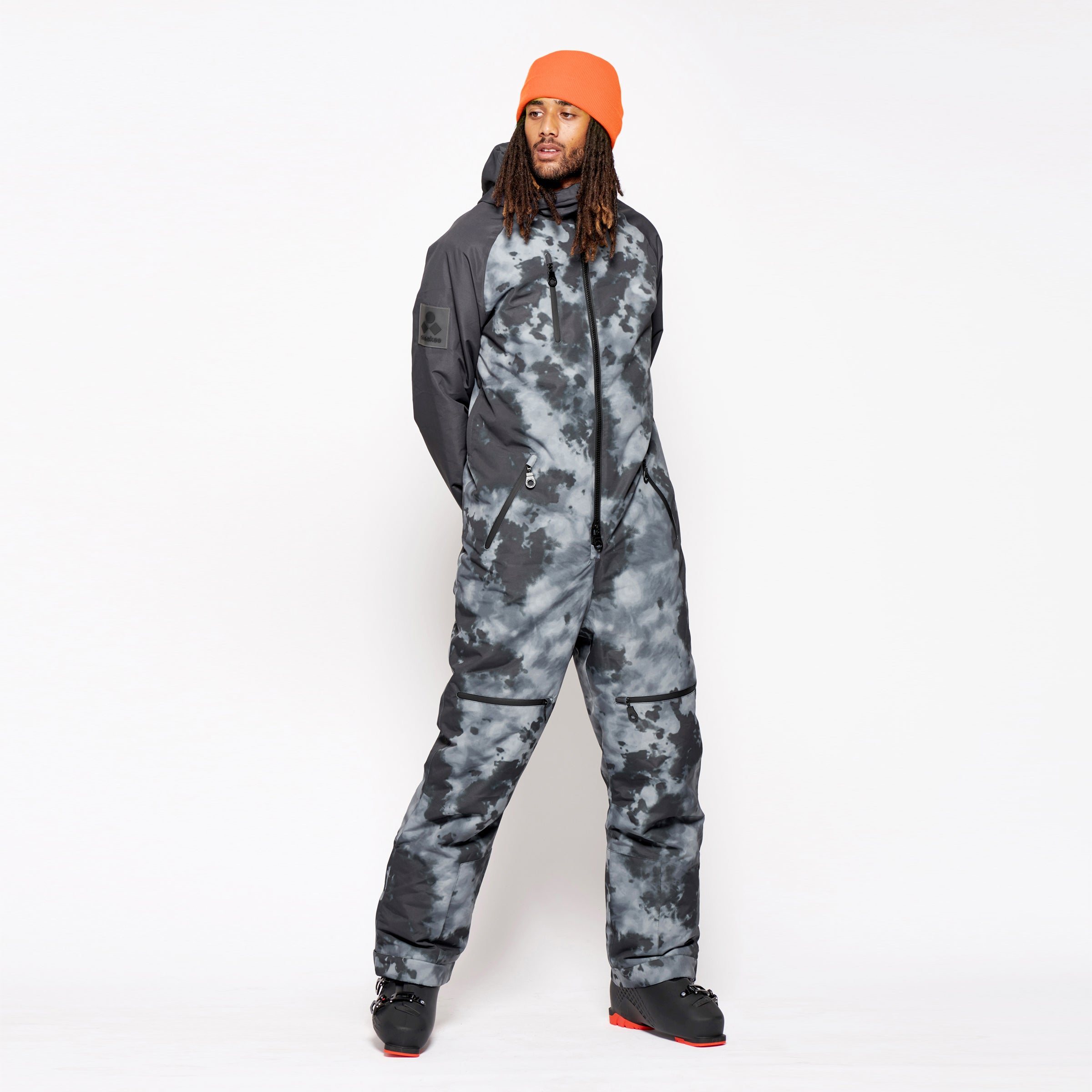 Men's Snow Suit, Black Tie Dye