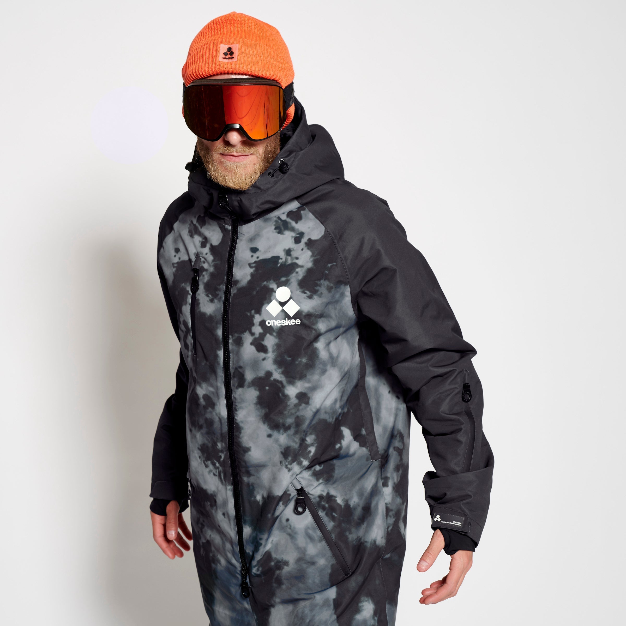 Men's Snow Suit, Black Tie Dye